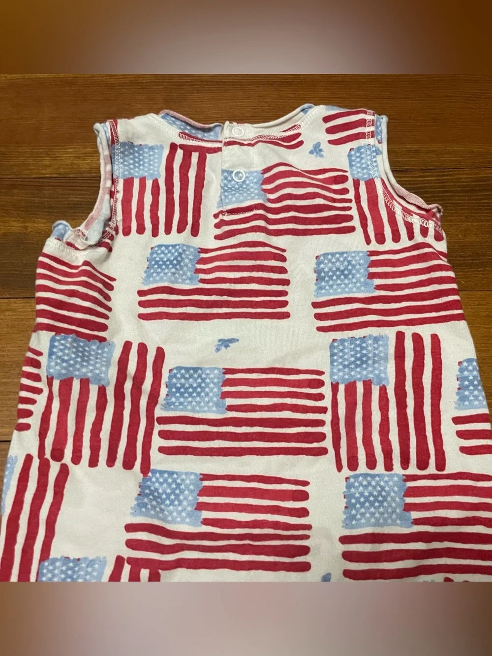 Burt's Bees Baby Red & White Striped Organic Cotton American Flag Romper 0-3 Mon